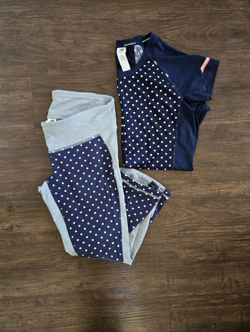 New Balance For J. Crew Matching Polka Dot Workout Set Leggings And Tee